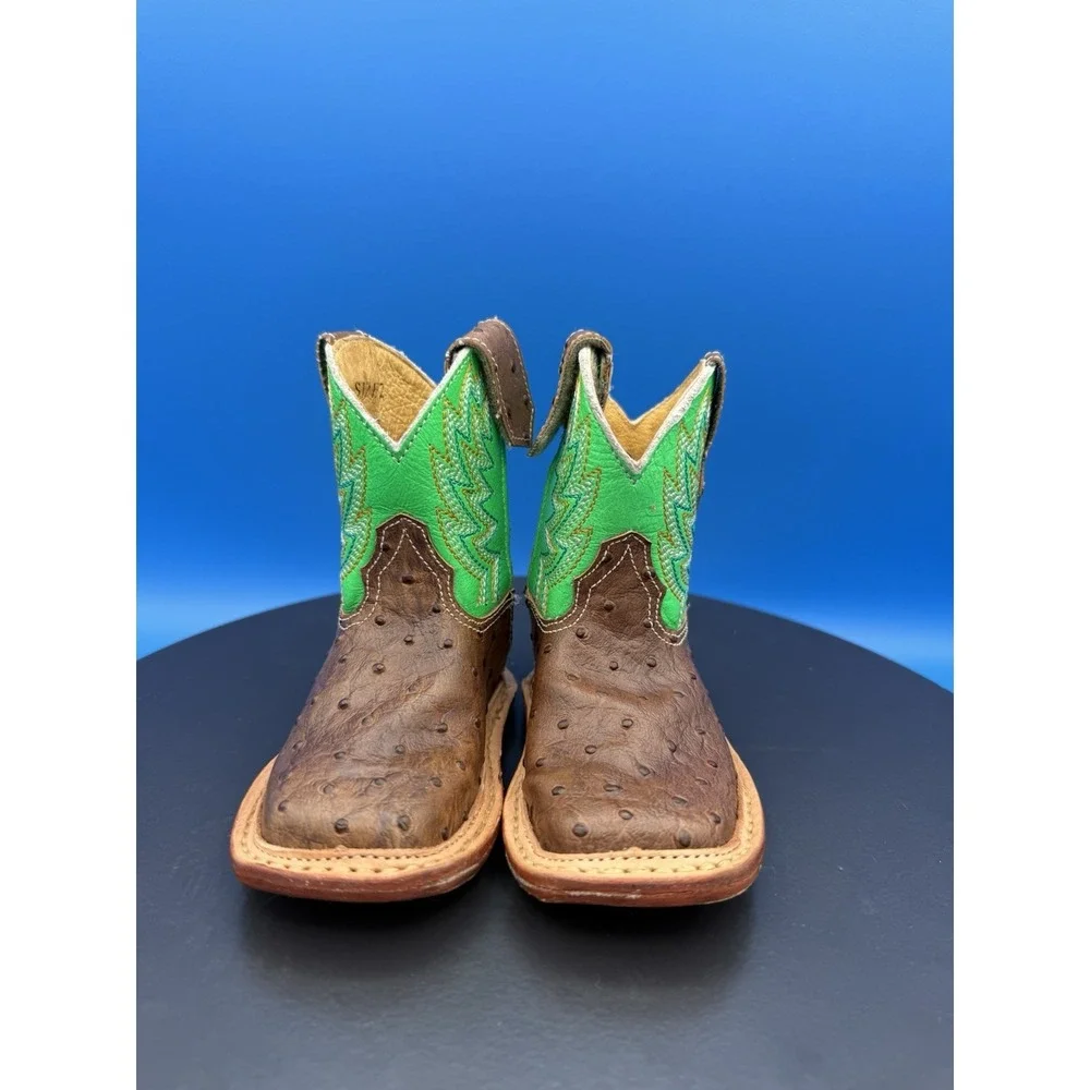 Roper Infant Boys Cowbabies Buddy Size 2 Green Western Boot Broad Square Toe